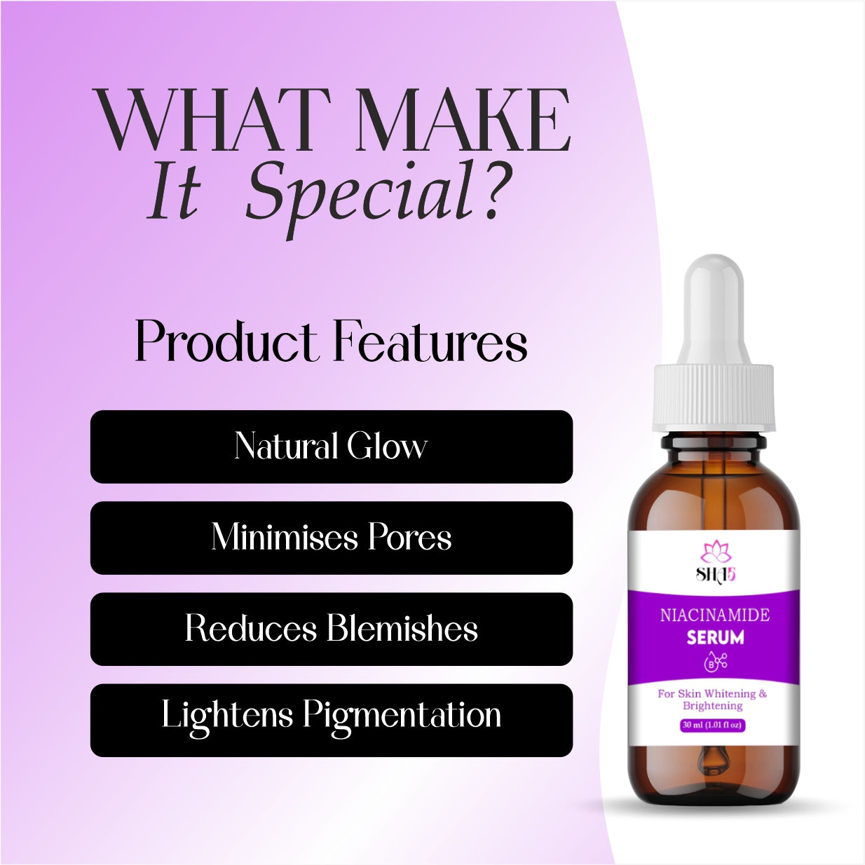 Niacinamide Serum 10% with Zinc – Hydrating Facial Serum for Pore Minimizing, Oil Control & Blemish Care – Brightening Vitamin B3 Serum for Clear, Smooth Skin – 30ml