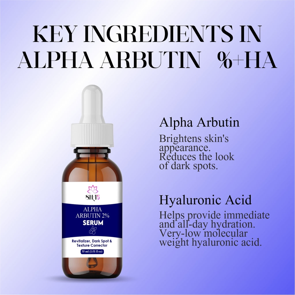Alpha Arbutin Serum 2% + Hyaluronic Acid – Dark Spot Corrector for Face – Brightening & Hydrating Facial Serum – Reduces Hyperpigmentation, Uneven Skin Tone & Acne Scars – 30ml