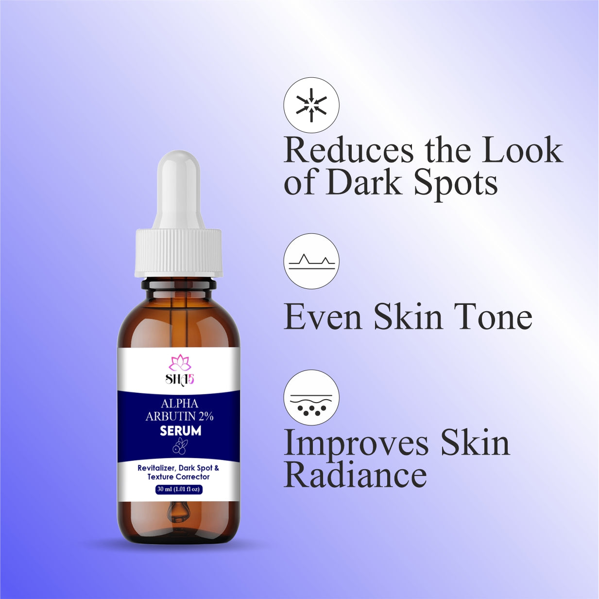 Alpha Arbutin Serum 2% + Hyaluronic Acid – Dark Spot Corrector for Face – Brightening & Hydrating Facial Serum – Reduces Hyperpigmentation, Uneven Skin Tone & Acne Scars – 30ml