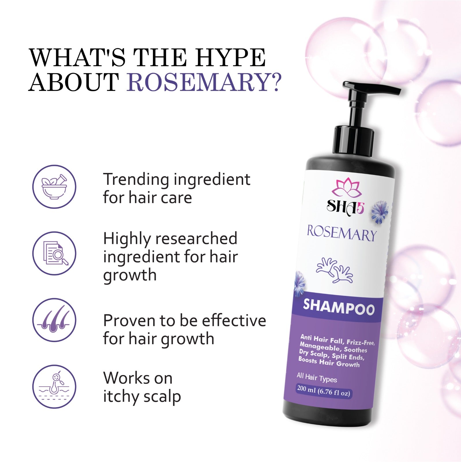 Rosemary Shampoo for Hair Growth – Sulfate-Free, Natural Thickening Shampoo with Biotin & Peppermint – Nourishing Scalp Treatment for Thinning Hair & Dry Scalp – Men & Women