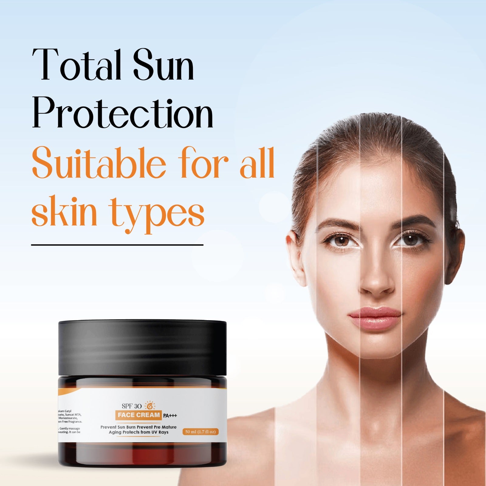 SPF 30 Face Moisturizer – Lightweight Daily Facial Sunscreen & Hydrating Cream – Broad Spectrum UVA/UVB Protection – Non-Greasy, Suitable for All Skin Types