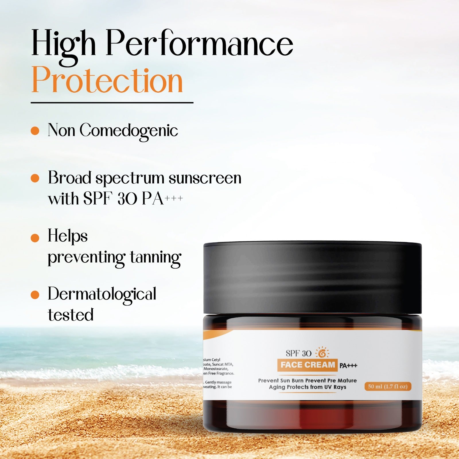 SPF 30 Face Moisturizer – Lightweight Daily Facial Sunscreen & Hydrating Cream – Broad Spectrum UVA/UVB Protection – Non-Greasy, Suitable for All Skin Types